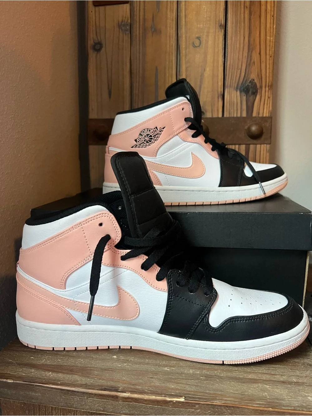 Nike Air Jordan 1 Mid Sneakers - Pink/Black/White